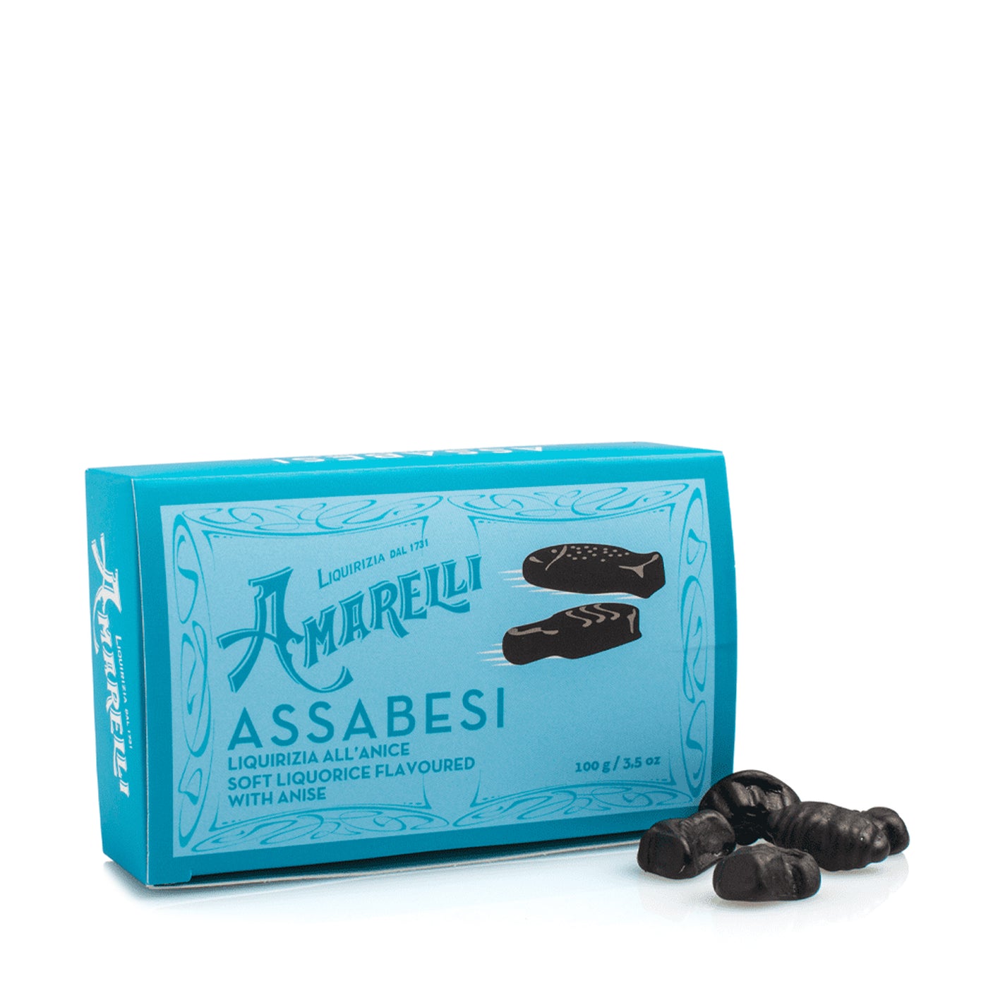 Amarelli Assabesi Anise Gummy Liquorice Box (Aqua) - 100g