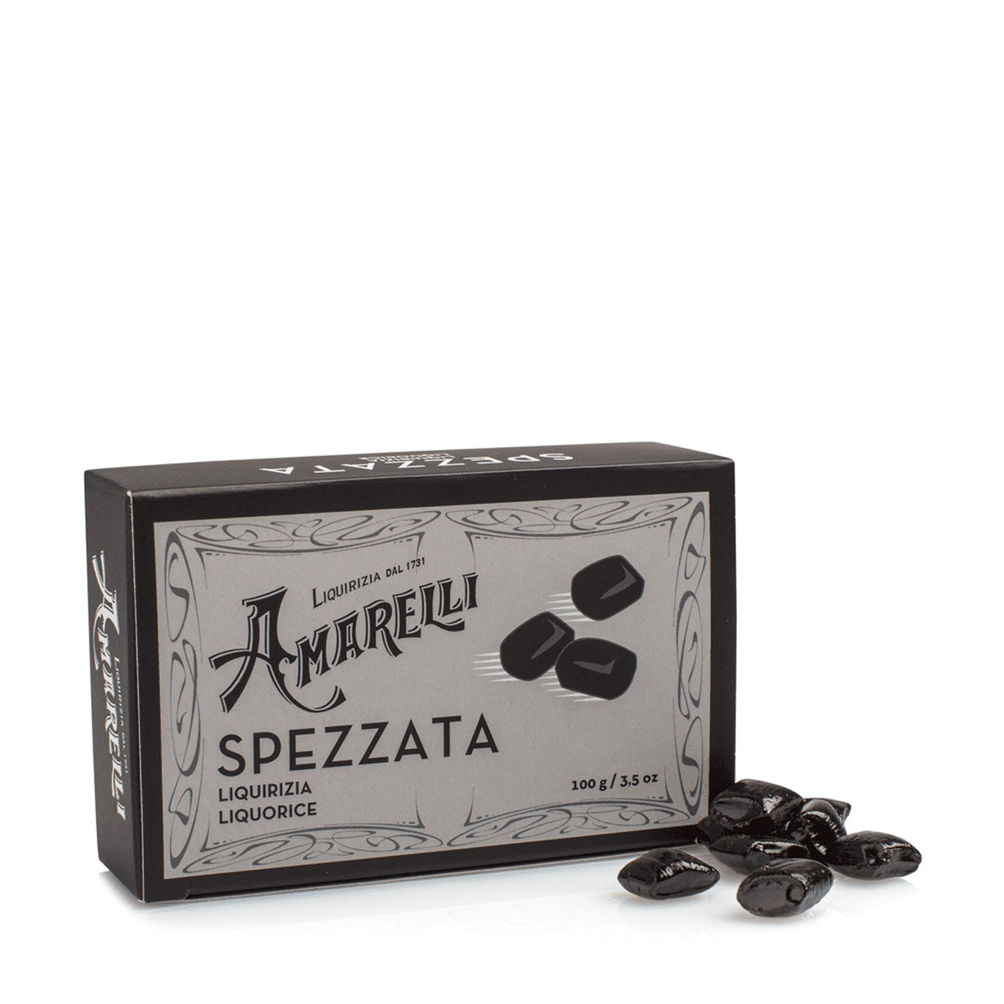Amarelli Spezzata Pure Liquorice Box (Black) - 100g