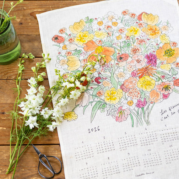 Fog Linen Work 2026 Linen Tea Towel Calendar: Joyful Bouquet