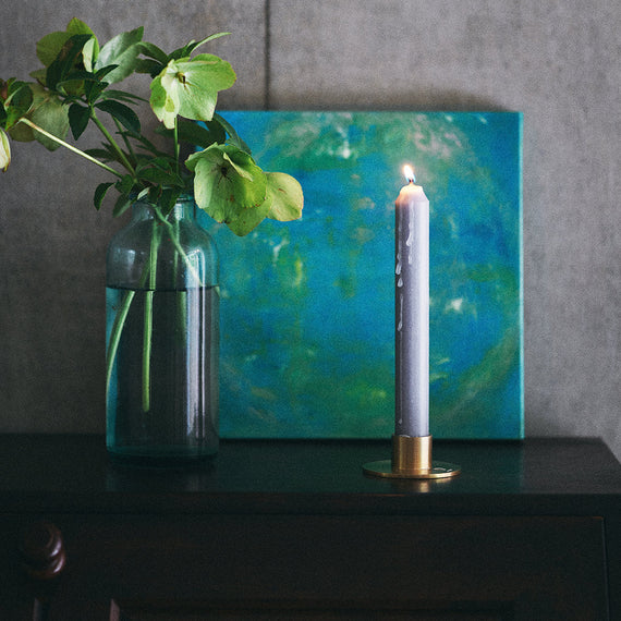 Fog Linen Work Brass Candle Holder: Round
