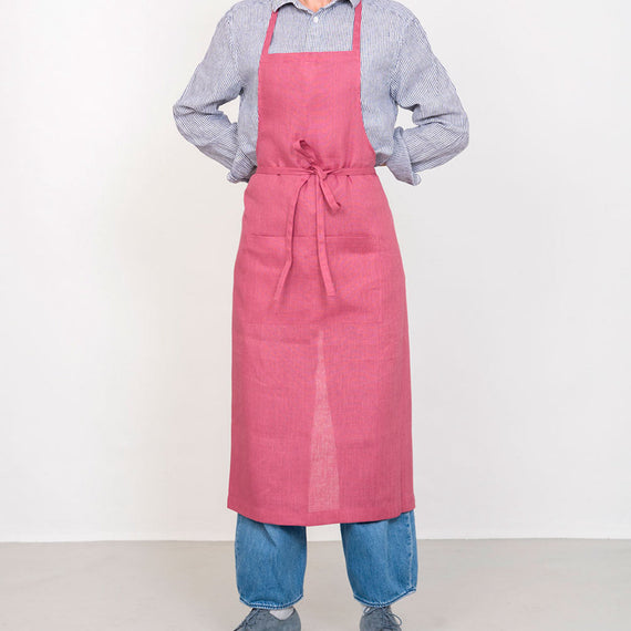 Fog Linen Work Linen Full Apron: Camellia