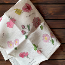 Fog Linen Work Isabelle Boinot Handkerchief: Pink Flowers