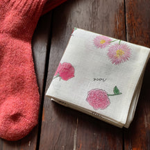 Fog Linen Work Isabelle Boinot Handkerchief: Pink Flowers