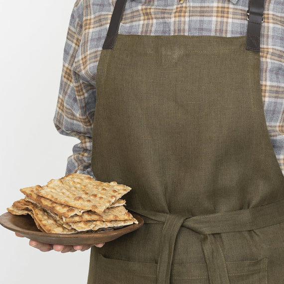 Fog Linen Work Linen Bistro Apron: Epinard