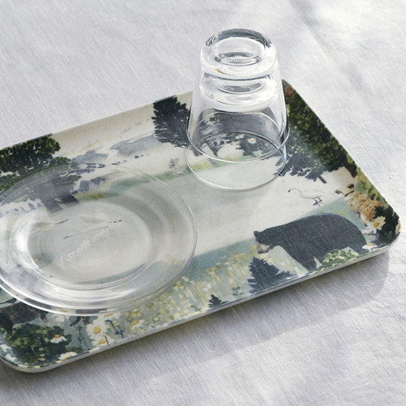 Fog Linen Work Linen Coated Tray (M): Misato Ogihara Forest & Animals