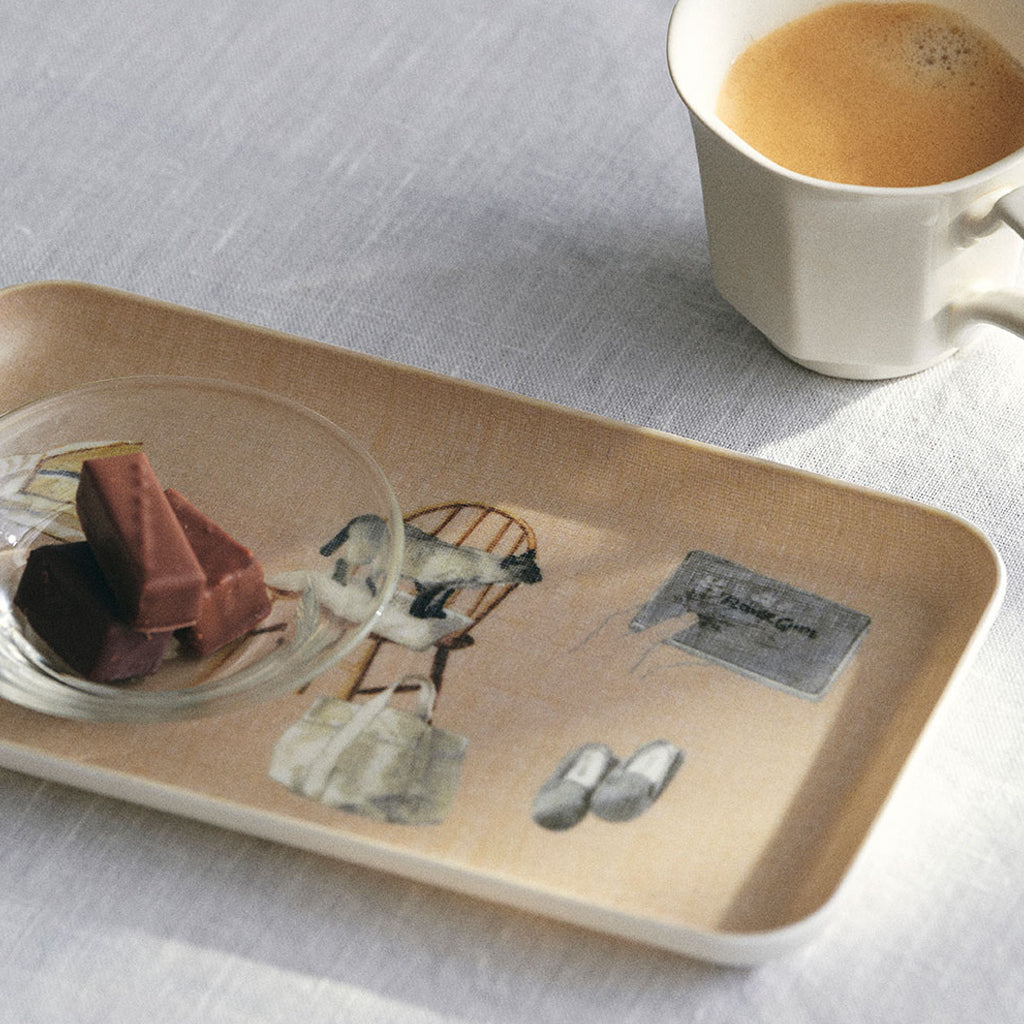 Fog Linen Work Linen Coated Tray (S): Misato Ogihara Living with Cat