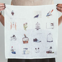 Fog Linen Work Misato Ogihara Handkerchief: Living with Bird