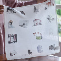Fog Linen Work Misato Ogihara Handkerchief: Living with Cat