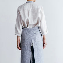 Fog Linen Work Linen Full Apron: Grey White Stripe