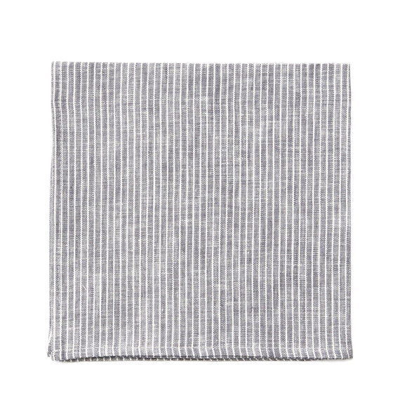 Fog Linen Work Linen Napkin - Grey Pinstripe
