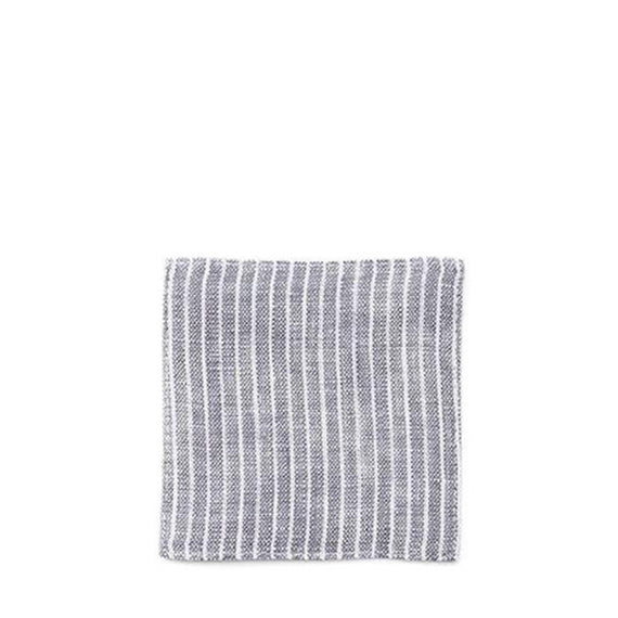Fog Linen Work Linen Coaster: Grey White Stripe