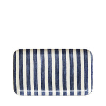 Fog Linen Work Linen Coated Tray (S): White Blue Stripe