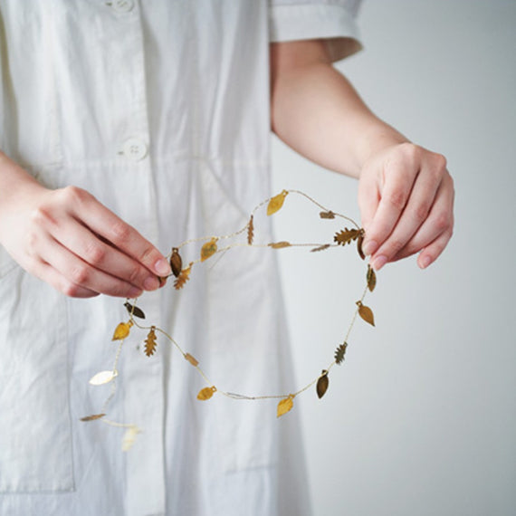 Fog Linen Work Brass Leaf Garland