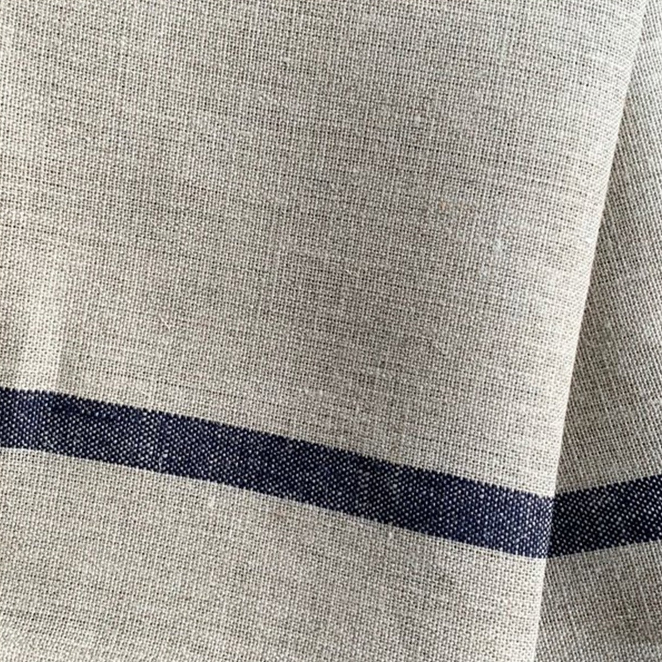 Fog Linen Work Thick Linen Kitchen Cloth: Natural Navy Stripe