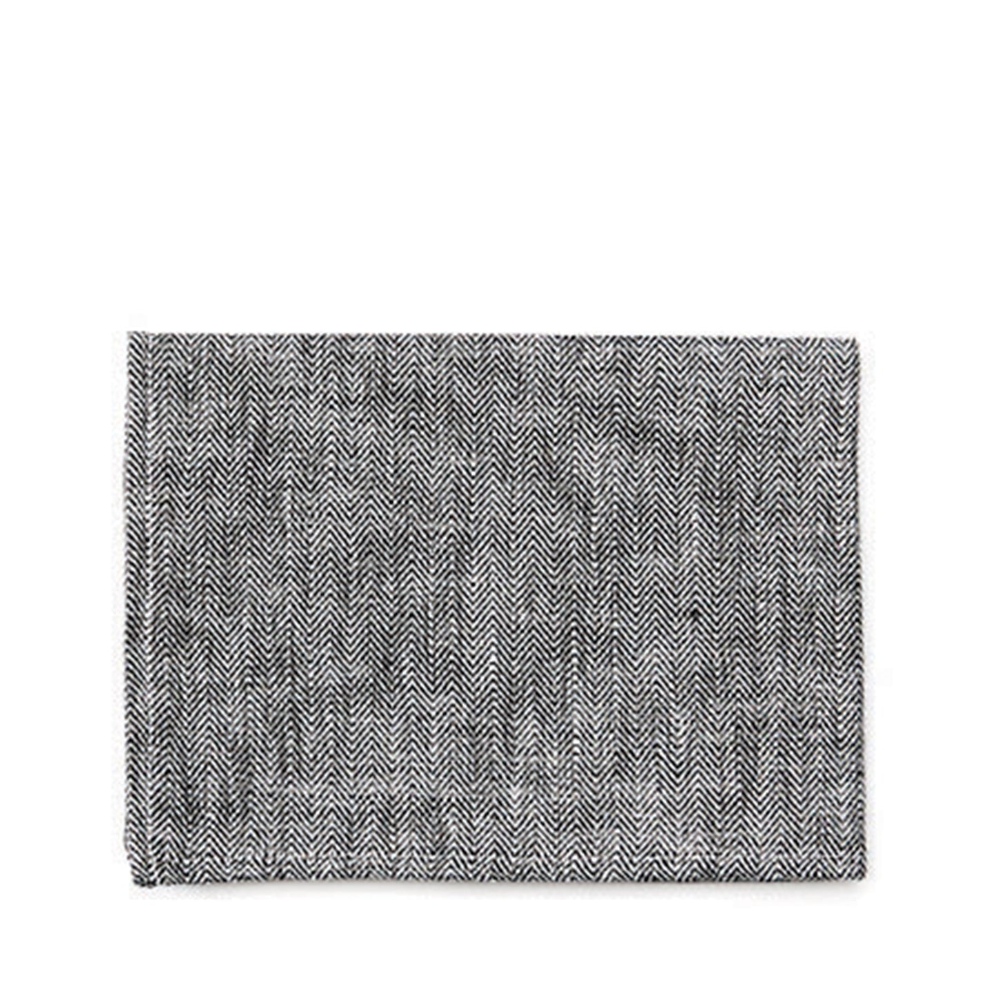 Fog Linen Work Tea Towel - Black Herringbone