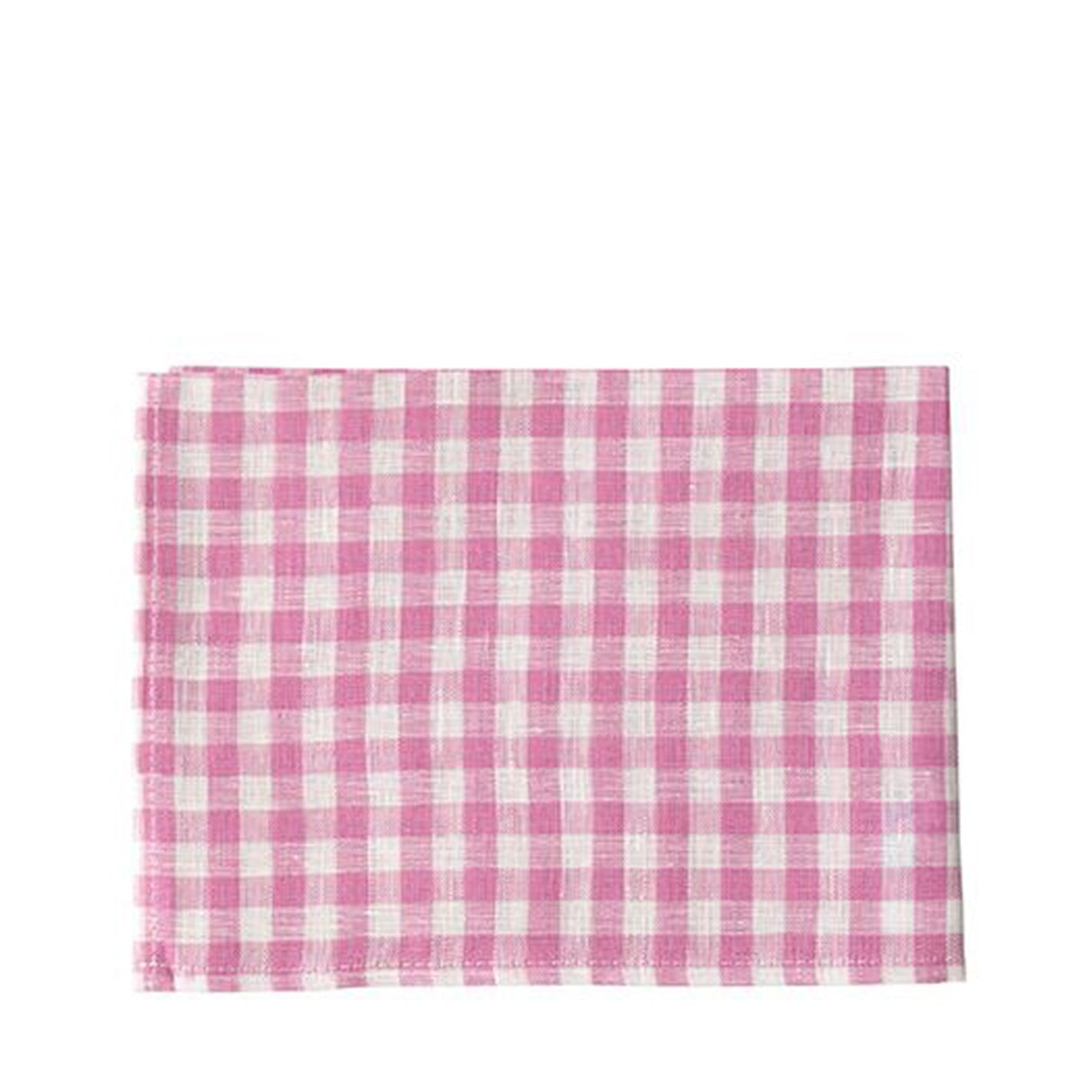 Fog Linen Work Tea Towel - Pink Check