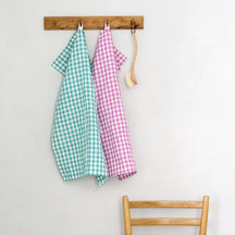 Fog Linen Work Tea Towel - Green Check