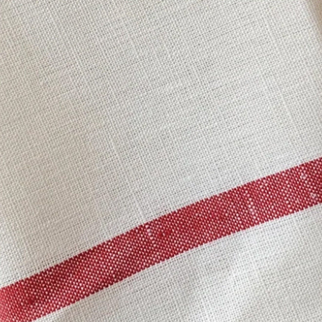 Fog Linen Work Tea Towel - White with Red Stripe