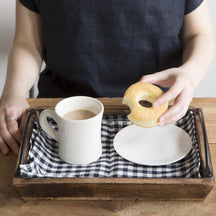 Fog Linen Work Linen Tea Towel: Navy White Check