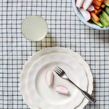 Fog Linen Work Table Cloth - Cream + Black Fine Check