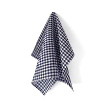 Fog Linen Work Tea Towel - Navy Check