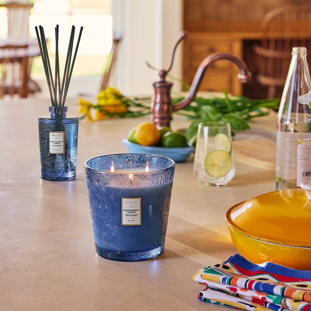 VOLUSPA Mediterranean Lemon Boxed 3 Wick Hearth Candle