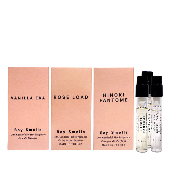 Boy Smells Sample Vial Trio