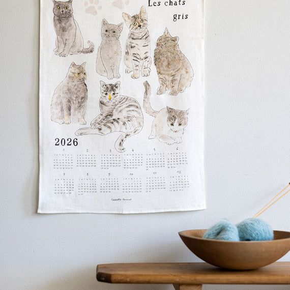 Fog Linen Work 2026 Linen Tea Towel Calendar: Cats