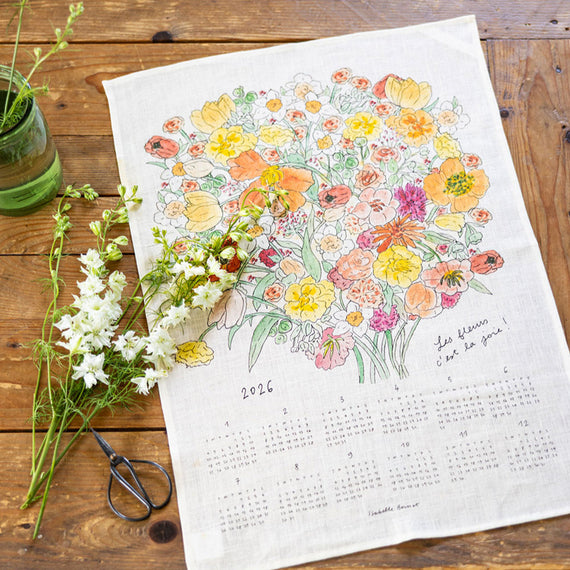 Fog Linen Work 2026 Linen Tea Towel Calendar: Joyful Bouquet
