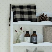 Fog Linen Work Canna Linen Pouch (L): Black Natural Check