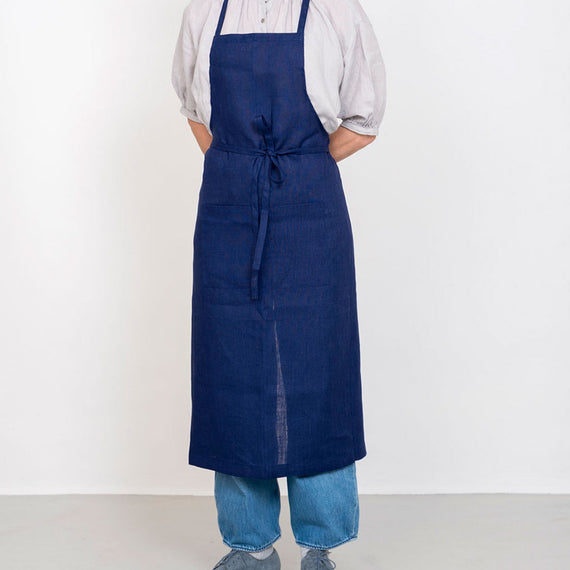 Fog Linen Work Linen Full Apron: Blue Violet