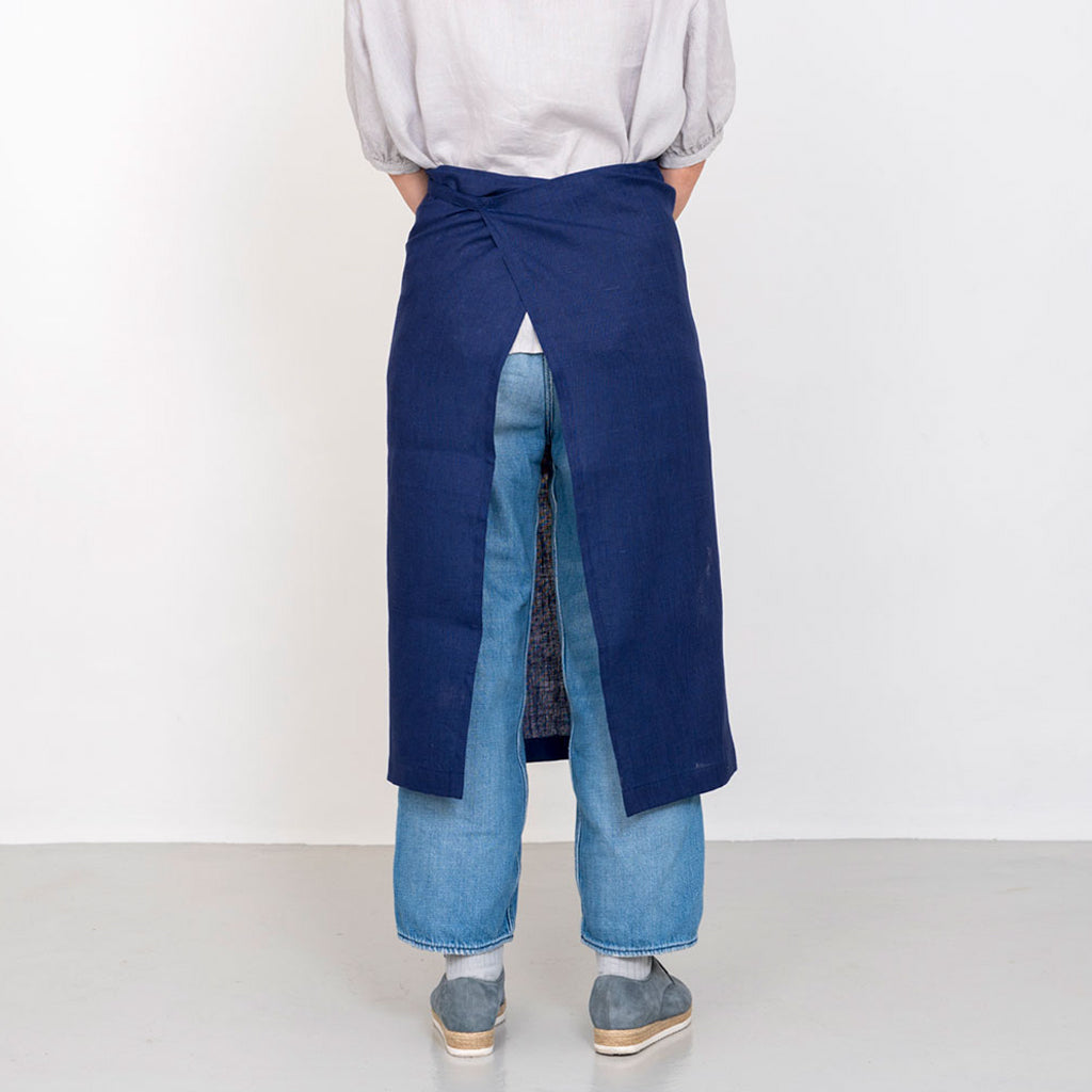 Fog Linen Work Linen Full Apron: Blue Violet