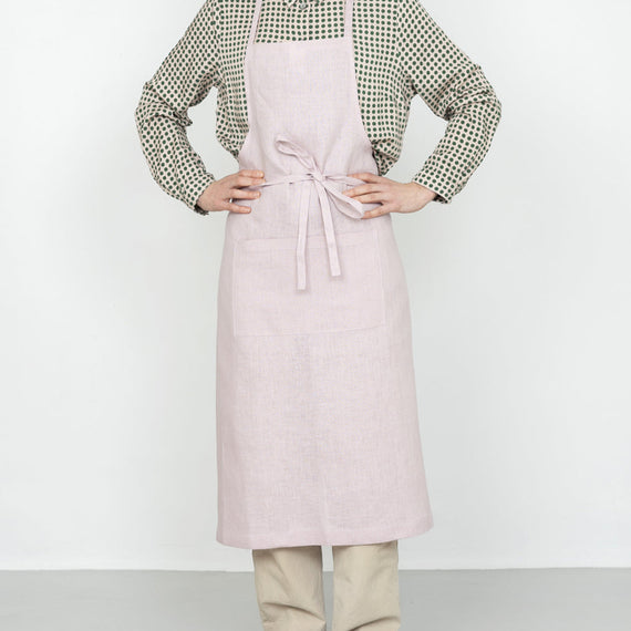 Fog Linen Work Linen Full Apron: Rose Poudre
