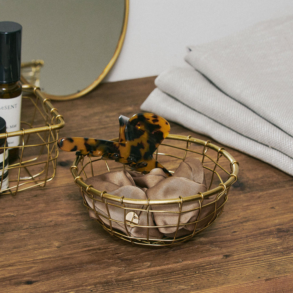 Fog Linen Work Gold Wire Basket (SS): Round