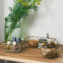 Fog Linen Work Gold Wire Basket (SS): Round
