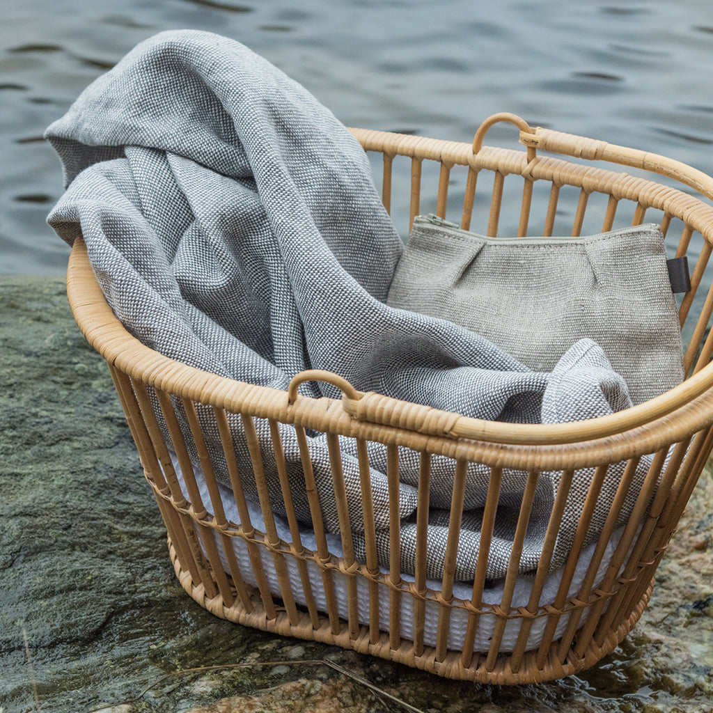 Fog Linen Work Chambray Hand Towel: Natural