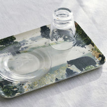 Fog Linen Work Linen Coated Tray (M): Misato Ogihara Forest & Animals