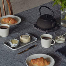 Fog Linen Work Linen Coated Tray (S): Grey White Stripe