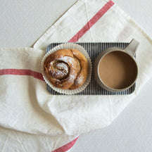 Fog Linen Work Linen Coated Tray (S): Grey White Stripe