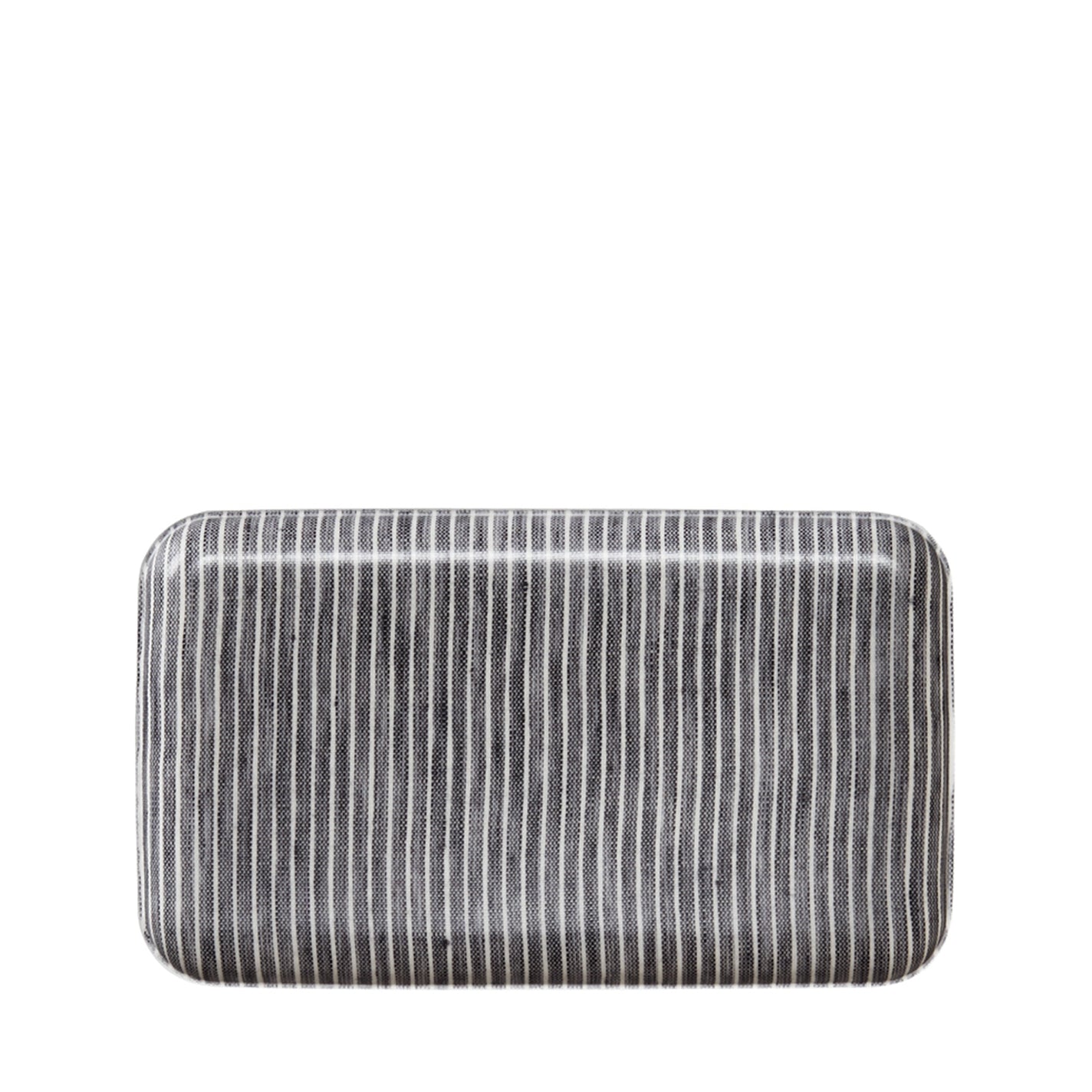 Fog Linen Work Linen Coated Tray (S): Grey White Stripe