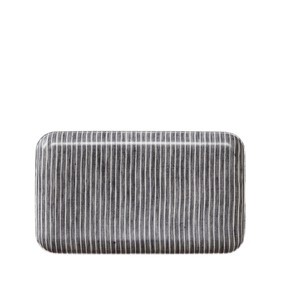 Fog Linen Work Linen Coated Tray (S): Grey White Stripe