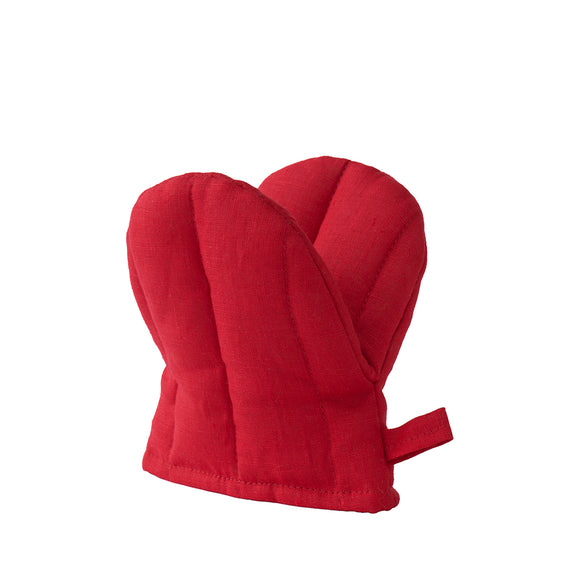 Fog Linen Work Linen Oven Mitten: Red