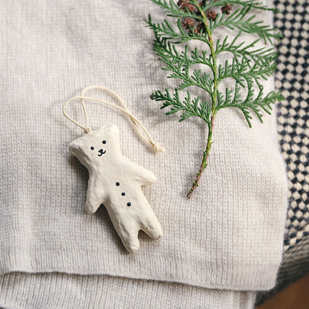 Fog Linen Work Papier Maché Ornament: White Bear