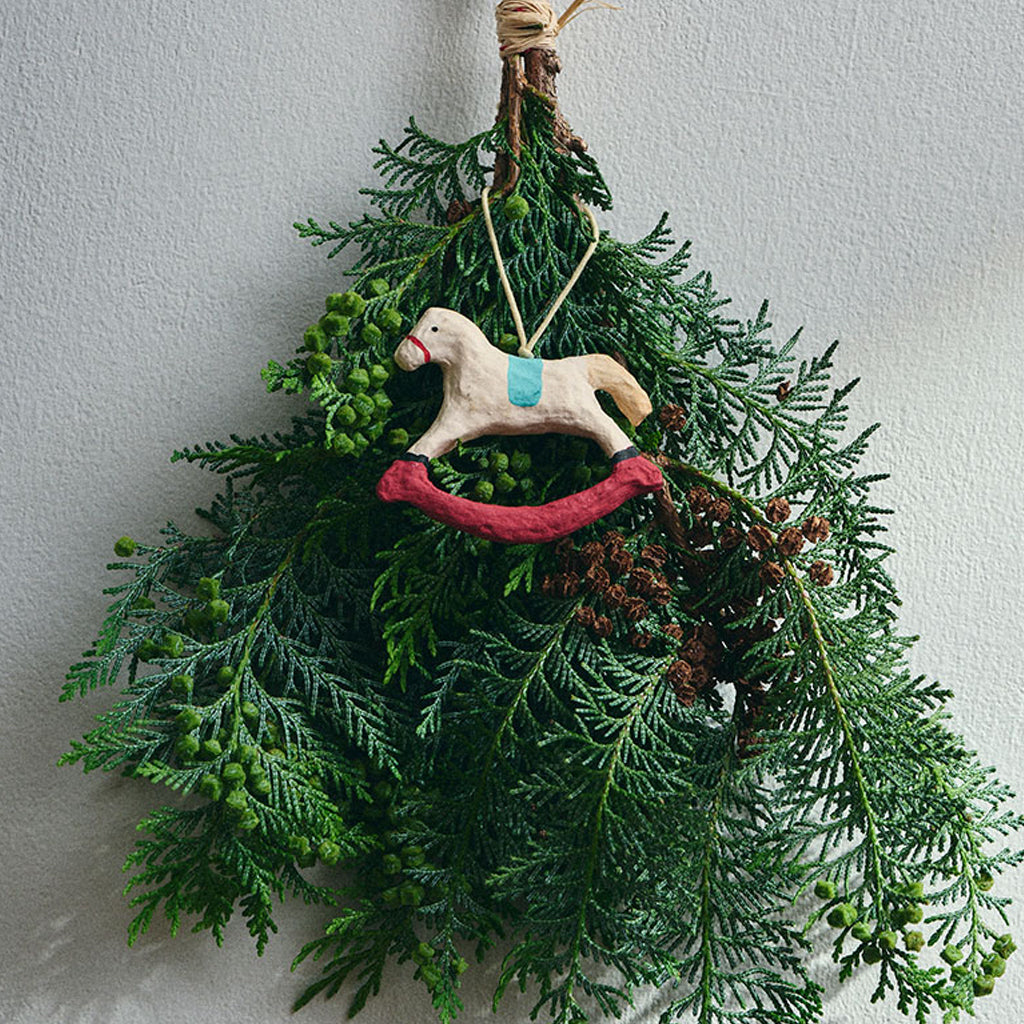 Fog Linen Work Papier Maché Ornament: Rocking Horse
