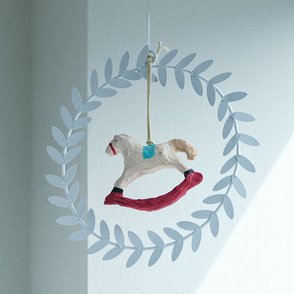Fog Linen Work Papier Maché Ornament: Rocking Horse