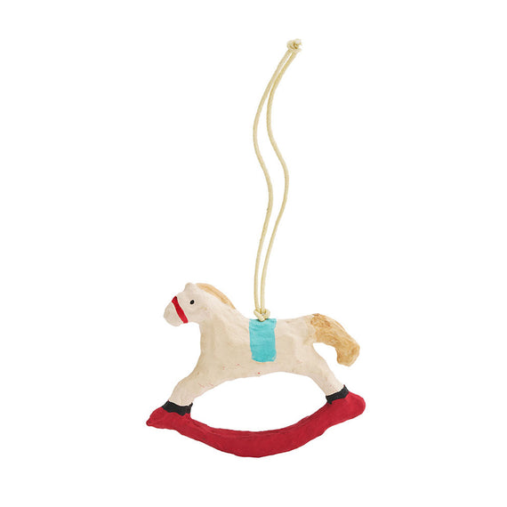 Fog Linen Work Papier Maché Ornament: Rocking Horse