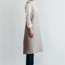 Fog Linen Work Linen Square Cross Apron: Natural