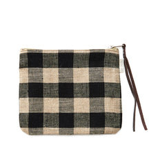 Fog Linen Work Canna Linen Pouch (L): Black Natural Check