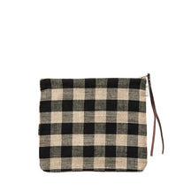 Fog Linen Work Canna Linen Pouch (M): Black Natural Check