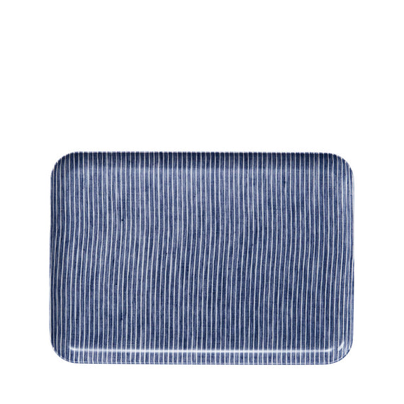 Fog Linen Work Linen Coated Tray (M): Grey White Stripe